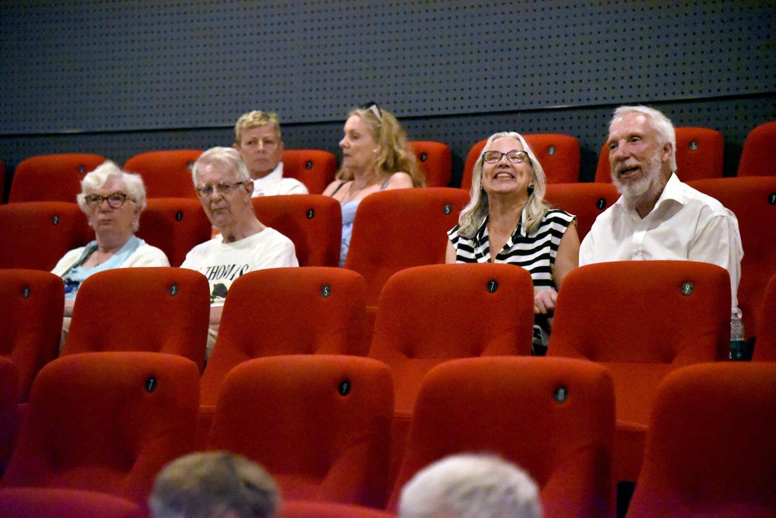 Biografgængere sidder på de bagerste rækker i biograf