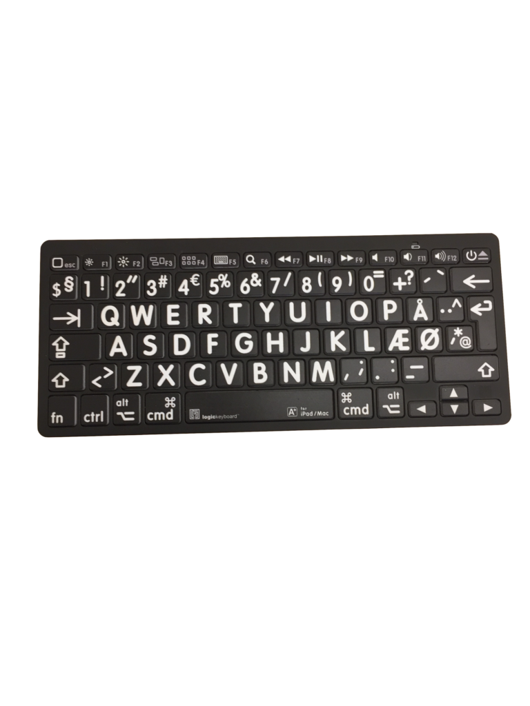 Tastatur med store bogstaver til synshandicappede