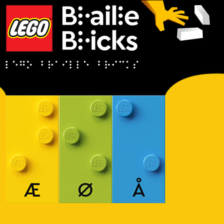 Top-up pakke LEGO Braille Bricks med bogstaverne æ,ø og å