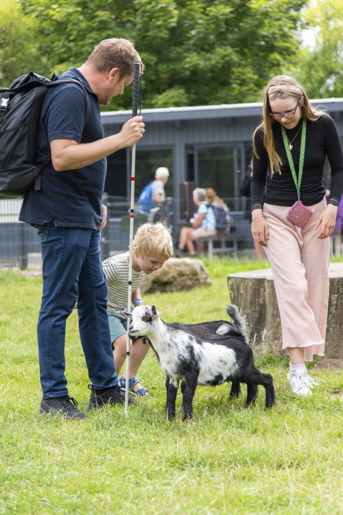 Jesper besøger gedderne i Givskud Zoo med bonusdatteren Safira på 13 år og sønnen Viktor på fire år