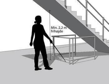 Underside af trappe med trappeværn.