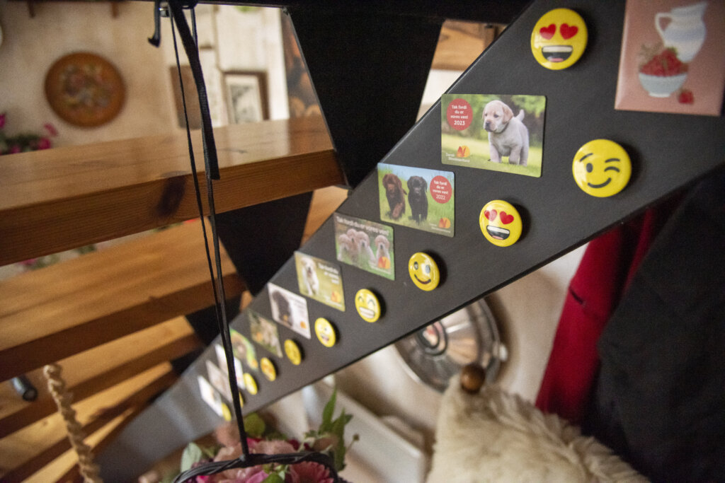 Britas trappe er fyldt med Dansk Blindesamfunds &aring;rsmagneter